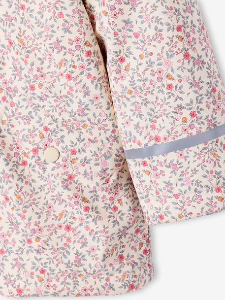 Regenjas voor meisjes met capuchon en sherpa voering antraciet+groen+indigoblauw+meerkleurig+zachtpaars - vertbaudet enfant 