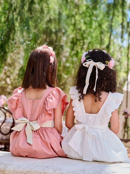 Robe cérémonie fille ceinture dorée blanc+blush - vertbaudet enfant 
