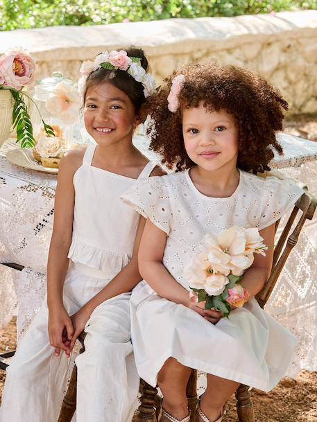 Ensemble pantalon haut bretelles blanc - vertbaudet enfant 