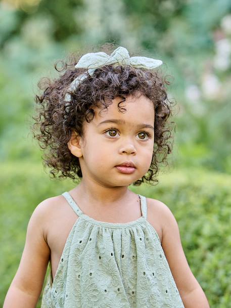 Robe broderie anglaise accessoire assorti vert sauge - vertbaudet enfant 