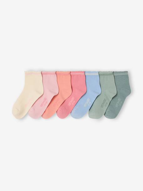 Fille-Lot de 7 paires de mi-chaussettes fille BASICS