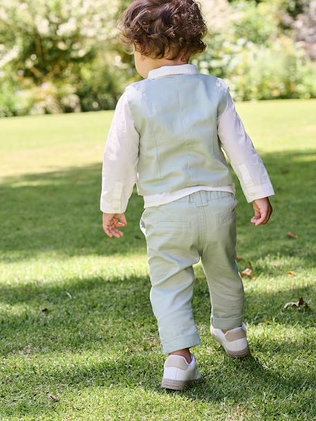 Pantalon bébé à bretelles amovibles vert sauge - vertbaudet enfant 