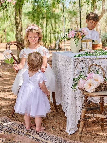 Robe bébé fille tulle broderie blanc - vertbaudet enfant 