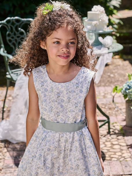 Robe de cérémonie motifs fleurs fille blanc+blanc imprimé+bleu clair+rose imprimé+rose pâle - vertbaudet enfant 