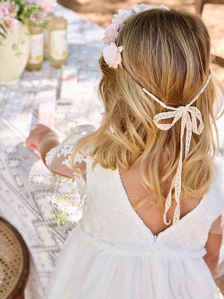Robe fille dentelle et tulle blanc - vertbaudet enfant 