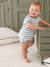 Badstoffen babyset met T-shirt en short blauw, gestreept+taupe - vertbaudet enfant 