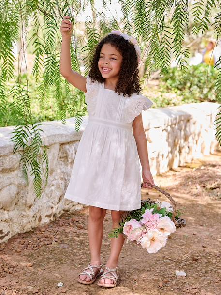 Robe patineuse volantée blanc - vertbaudet enfant 