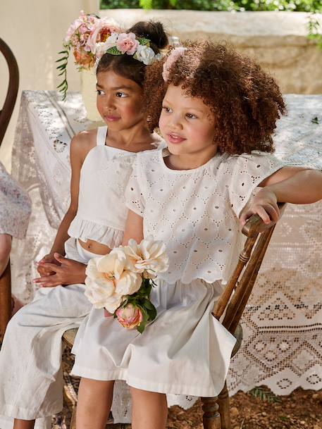 Robe patineuse fille bi-matière blanc - vertbaudet enfant 