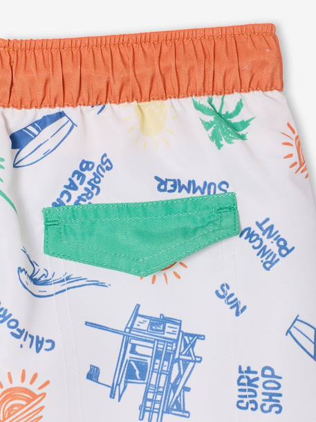 Short de bain garçon surf blanc chiné - vertbaudet enfant 