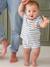 Badstoffen babyset met T-shirt en short blauw, gestreept+taupe - vertbaudet enfant 