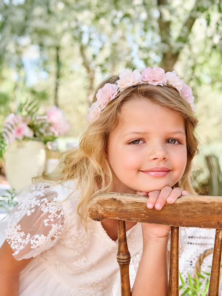 Robe fille dentelle et tulle blanc - vertbaudet enfant 