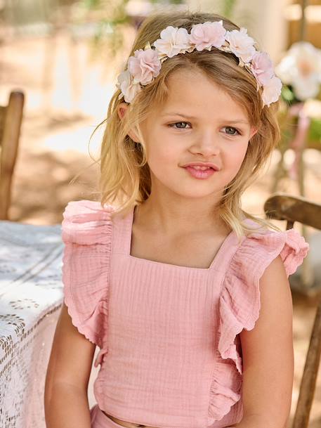 Ensemble fille cérémonie blouse jupe à volant blush+vert sauge - vertbaudet enfant 
