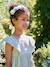 Robe de cérémonie en gaze de coton fille manches en broderie anglaise rose pâle+vert sauge - vertbaudet enfant 