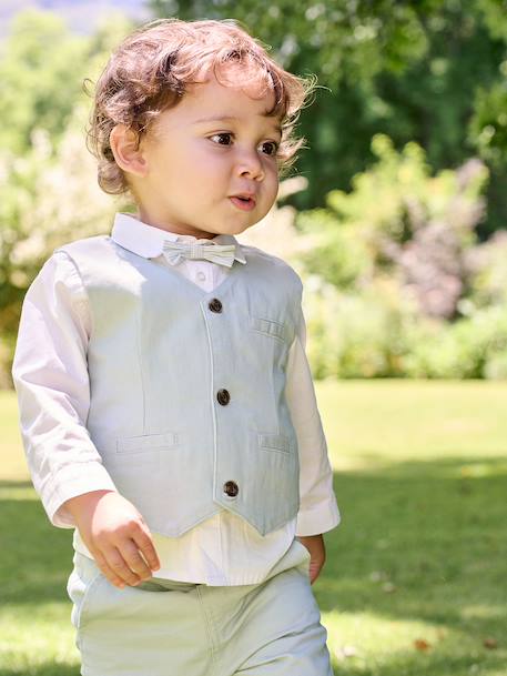 Ensemble chemise gilet nœud papillon bébé vert sauge - vertbaudet enfant 