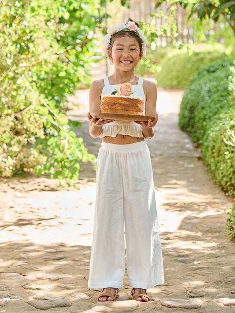 Ensemble pantalon haut bretelles blanc - vertbaudet enfant 