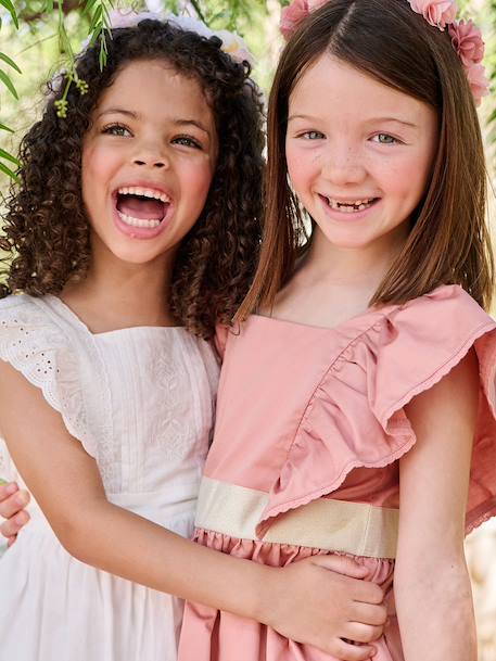 Robe cérémonie fille ceinture dorée blanc+blush - vertbaudet enfant 