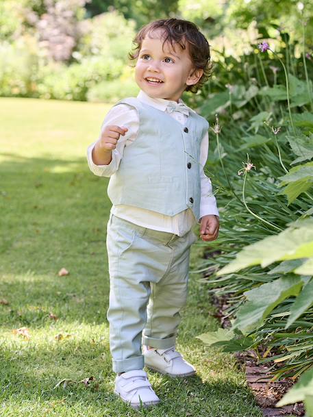 Pantalon bébé à bretelles amovibles vert sauge - vertbaudet enfant 