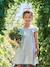Robe de cérémonie en gaze de coton fille manches en broderie anglaise rose pâle+vert sauge - vertbaudet enfant 