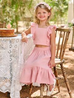 -Ceremonie-set blouse en rok met volant voor meisjes 