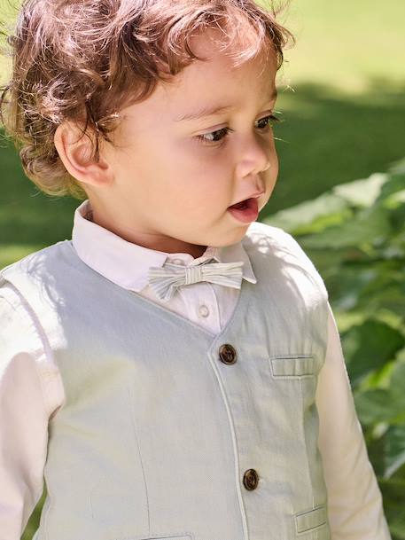 Babyset overhemd, gilet en vlinderdas saliegroen - vertbaudet enfant 