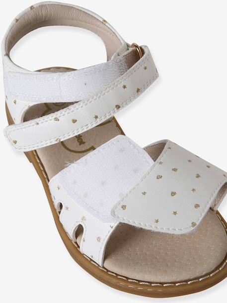 Sandales pailletées scratchées enfant collection maternelle blanc imprimé+lot bleu - vertbaudet enfant 