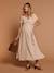 Robe longue grossesse effet cache-coeur en gaze de coton argile+beige+marine+terracotta - vertbaudet enfant 
