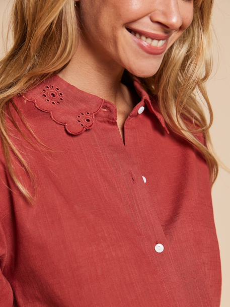 Chemise de nuit grossesse et allaitement terracotta+vert émeraude - vertbaudet enfant 