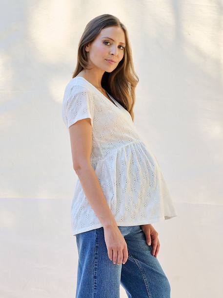 Blouse borstvoeding zwangerschap Engelse borduur ecru - vertbaudet enfant 