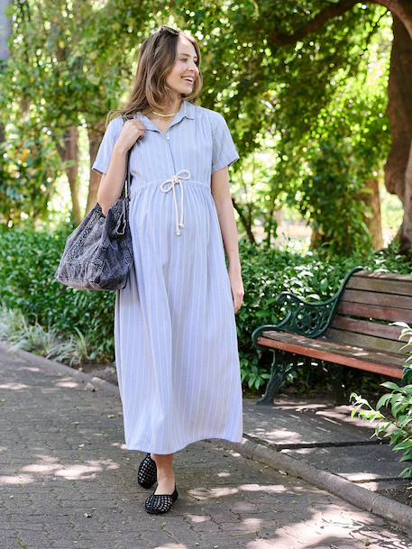 Robe longue grossesse et allaitement rayé bleu - vertbaudet enfant 