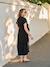 Robe chemise longue en lin mélangé grossesse et allaitement beige+kaki+noir - vertbaudet enfant 