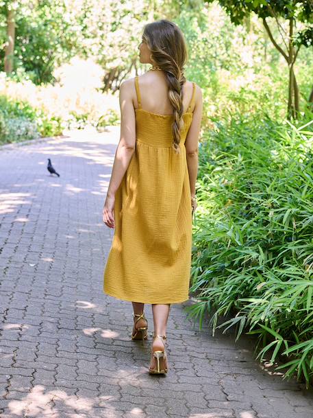 Robe longue grossesse allaitement ocre - vertbaudet enfant 