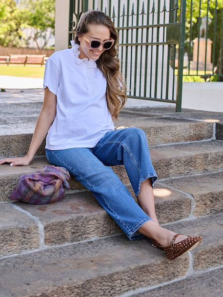 T-shirt de grossesse et allaitement brodé blanc - vertbaudet enfant 