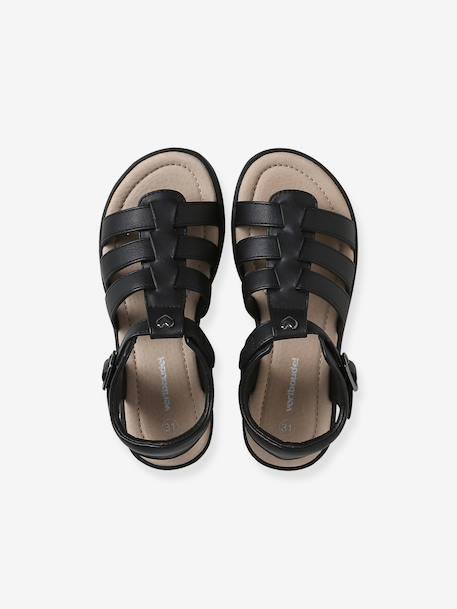 Sandales multi-brides enfant noir+or - vertbaudet enfant 