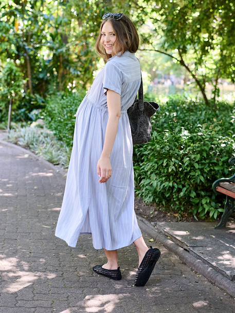 Robe longue grossesse et allaitement rayé bleu - vertbaudet enfant 