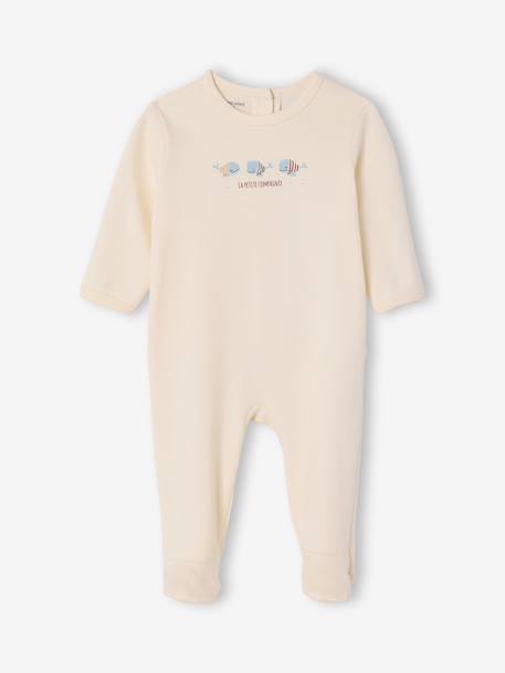 Lot 3 pyjamas bébé en coton bio beige+écru+vert sauge - vertbaudet enfant 