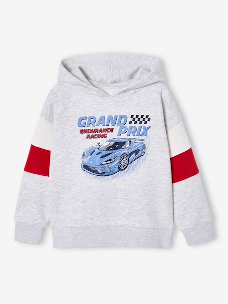 Sweat capuche imprimé blanc chiné+bleu ardoise+gris chiné - vertbaudet enfant 