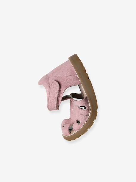 Sandales bébé cuir à scratchs fermées rose - vertbaudet enfant 