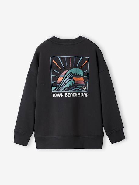 Sweater voor jongens met ronde oversized kraag antraciet - vertbaudet enfant 