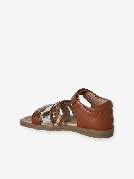 Sandales cuir enfant talon fermé collection maternelle lot marron+lot rose - vertbaudet enfant 