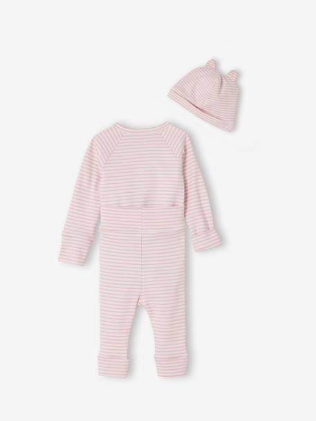 Babyset body, legging en muts met strepen gemêleerd roze - vertbaudet enfant 