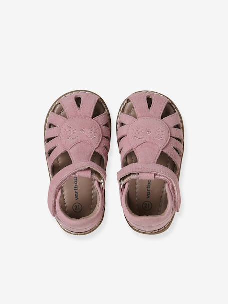 Sandales bébé cuir à scratchs fermées rose - vertbaudet enfant 