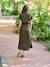 Robe chemise longue en lin mélangé grossesse et allaitement beige+kaki+noir - vertbaudet enfant 