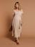 Robe longue grossesse effet cache-coeur en gaze de coton argile+beige+marine+terracotta - vertbaudet enfant 