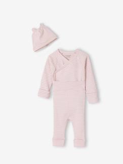 -Ensemble bébé body, legging et bonnet rayé