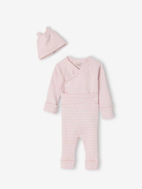 Bébé-Ensemble bébé body, legging et bonnet rayé