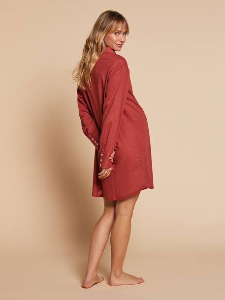 Chemise de nuit grossesse et allaitement terracotta+vert émeraude - vertbaudet enfant 