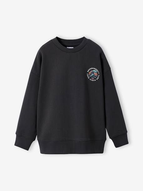 Sweater voor jongens met ronde oversized kraag antraciet - vertbaudet enfant 