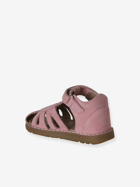 Sandales bébé cuir à scratchs fermées rose - vertbaudet enfant 