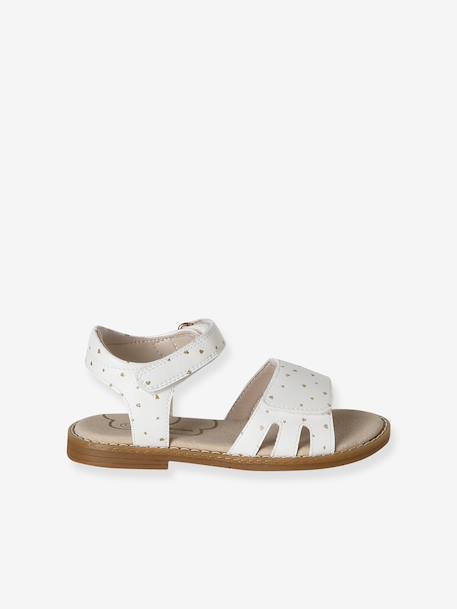 Sandales pailletées scratchées enfant collection maternelle blanc imprimé+lot bleu - vertbaudet enfant 