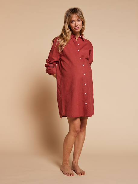 Chemise de nuit grossesse et allaitement terracotta+vert émeraude - vertbaudet enfant 